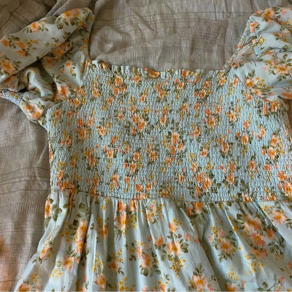 XXL American Eagle Floral Puff-sleeve Babydoll Dress